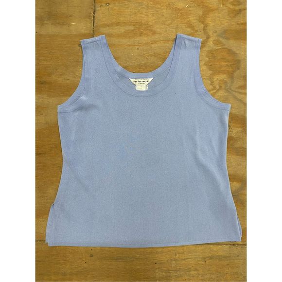 Misook Scoop Tank, Corn Flower Blue Top, Size Large, MSRP $188 - Picture 2 of 9